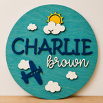 Personalised Aeroplane Name Sign Kids Nursery Bedroom Wall Decor
