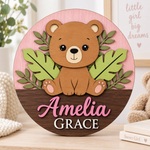 Personalised Wooden Bear Name Sign Kids Nursery Bedroom Wall Decor