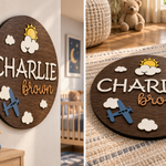Personalised Aeroplane Name Sign Kids Nursery Bedroom Wall Decor