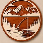 Personalised Fishing Mountain Wooden Wall Art Outdoor Cabin Decor