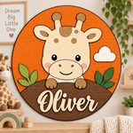 Personalised Wooden Giraffe Name Sign Kids Nursery Bedroom Wall Decor
