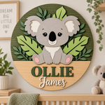 Personalised Wooden Koala Name Sign Kids Nursery Bedroom Wall Decor