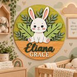 Personalised Wooden Bunny Name Sign Kids Nursery Bedroom Wall Decor