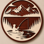 Personalised Fishing Mountain Wooden Wall Art Outdoor Cabin Decor